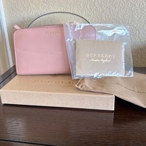 Burberry London England Pink Zip Around Wallet
